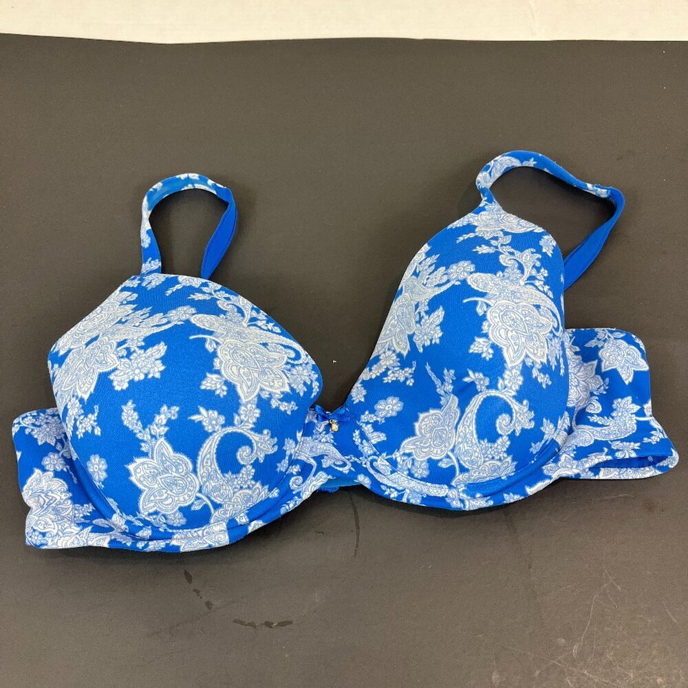 Women's Soma, Blue and white, embraceable full coverage bra, Size 38C
